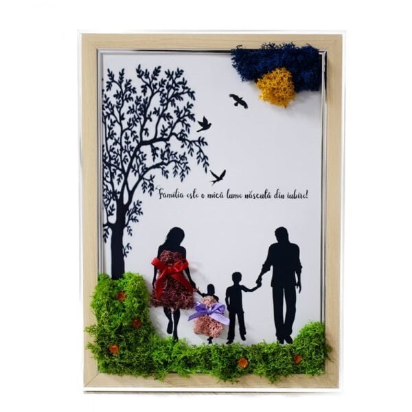Tablou cu licheni O Familie Împreună 21×30 cm Cadouri personalizate