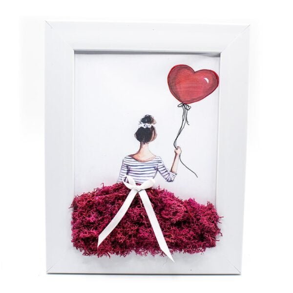 Tablou cu licheni personalizat Fata cu Balon 20×25 cm Personalizeaza