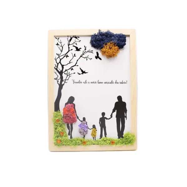 Tablou cu licheni personalizat Familia este iubire 21×30 cm Personalizeaza