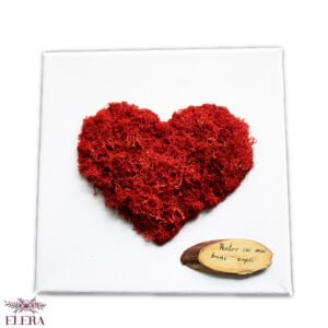 Tablou cu licheni Inimă Roșie 20×20 cm Cadouri de Valentine's Day