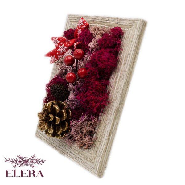 Tablou cu licheni Red 15×20 cm Crăciun
