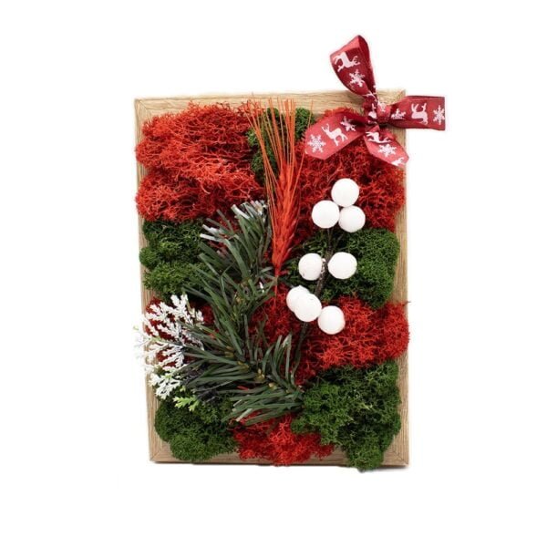 Tablou cu licheni Culori de Crăciun 15×20 cm Crăciun