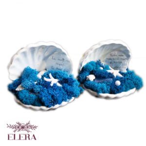 Decorațiune cu licheni Scoică personalizata cu albastru Personalizeaza