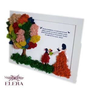 Tablou cu licheni Profesoara și Fetița 21×30 cm Cadouri pentru profesori, învățători, educatori