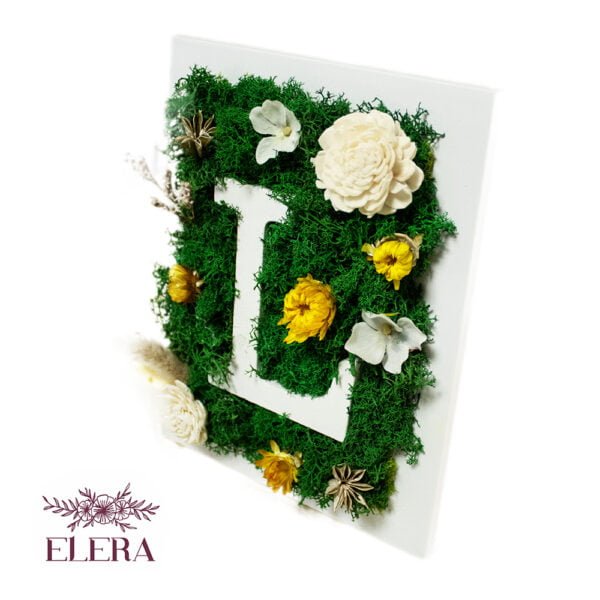 Tablou cu licheni personalizat Litera 13×18 cm Cadouri pentru familie