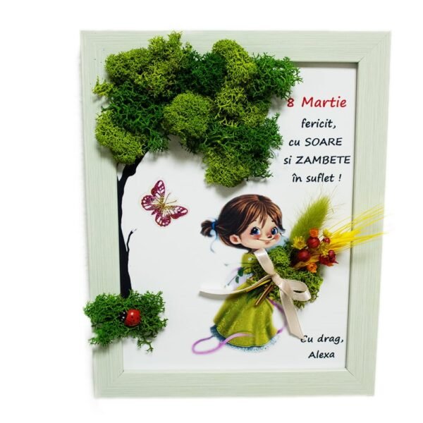 Tablou cu licheni personalizat Copilul 15×20 cm Cadouri pentru bunici