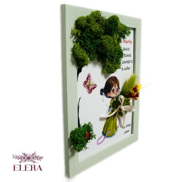 Tablou cu licheni personalizat Copilul 15×20 cm Cadouri pentru bunici
