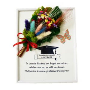 Tablou cu licheni personalizat  Buchet  pentru absolvire 20×25 cm Cadouri pentru familie