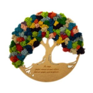 Tablou cu licheni personalizat  Copacul Vieții Colorat 50 cm Cadouri aniversare căsătorie