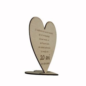 Inima din lemn gravata cu mesaj Cadouri aniversare căsătorie