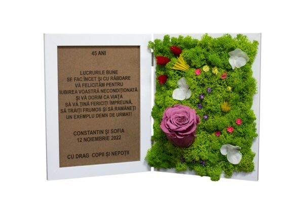 Tablou cu licheni personalizat cu gravura laser Aniversarea căsătoriei Cadouri aniversare căsătorie