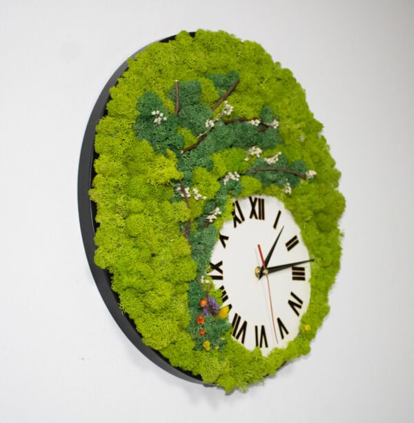 Tablou cu licheni verzi rotund personalizat Copacul timpului 40 cm Cadouri pentru familie