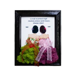 Tablou cu licheni personalizat Prietene pentru totdeauna 2, 25×30 cm Cadouri pentru familie