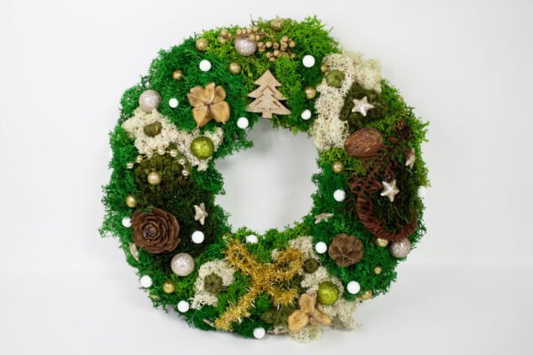 Decorațiune Crăciun Coroniță  cu licheni și elemente naturale Ø 25-30cm Crăciun