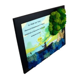 Tablou cu licheni personalizat  La pescuit 21×30 cm Cadouri pentru familie