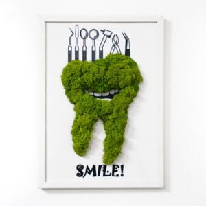 Tablou cu licheni personalizat Dintele zâmbitor Smile 21×30 cm Cadouri pentru medici/farmaciști