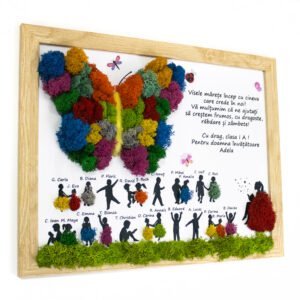 Tablou cu licheni personalizat Doamna Învățătoare 30×40 cm Cadouri pentru profesori, învățători, educatori