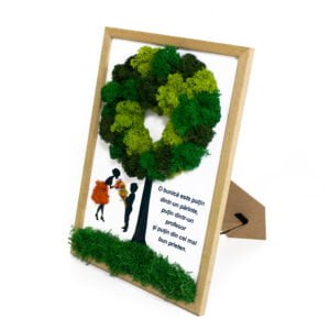 Tablou cu licheni personalizat copac cu inimă Pentru Bunica 21×30 cm Cadouri pentru bunici
