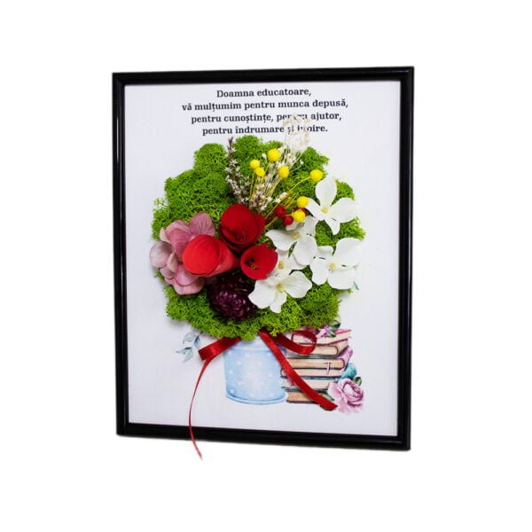 Tablou cu licheni personalizat Flori în vază 20×25 cm Cadouri pentru familie