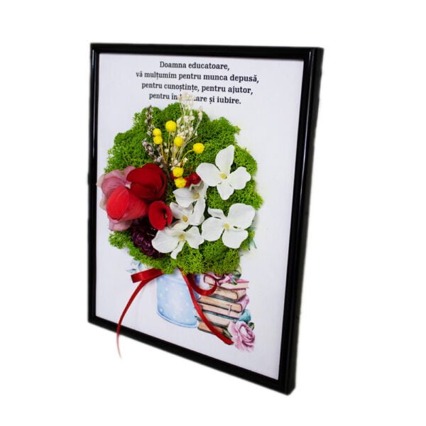 Tablou cu licheni personalizat Flori în vază 20×25 cm Cadouri pentru familie