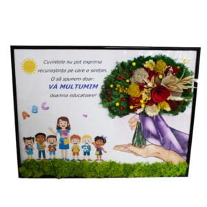 Tablou cu licheni personalizat Mulțumim doamna! 30×40 cm Cadouri pentru profesori, învățători, educatori