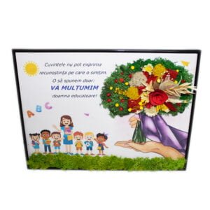 Tablou cu licheni personalizat Mulțumim doamna! 30×40 cm Cadouri pentru profesori, învățători, educatori