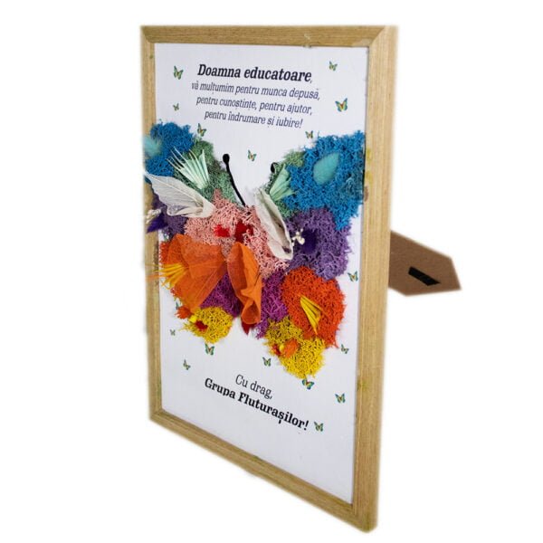 Tablou cu licheni personalizat pentru Dna. Educatoare – Fluture 25×30 cm Cadouri pentru profesori, învățători, educatori