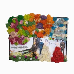 Tablou cu licheni personalizat Pentru Nași! 30×40 cm Cadouri pentru familie